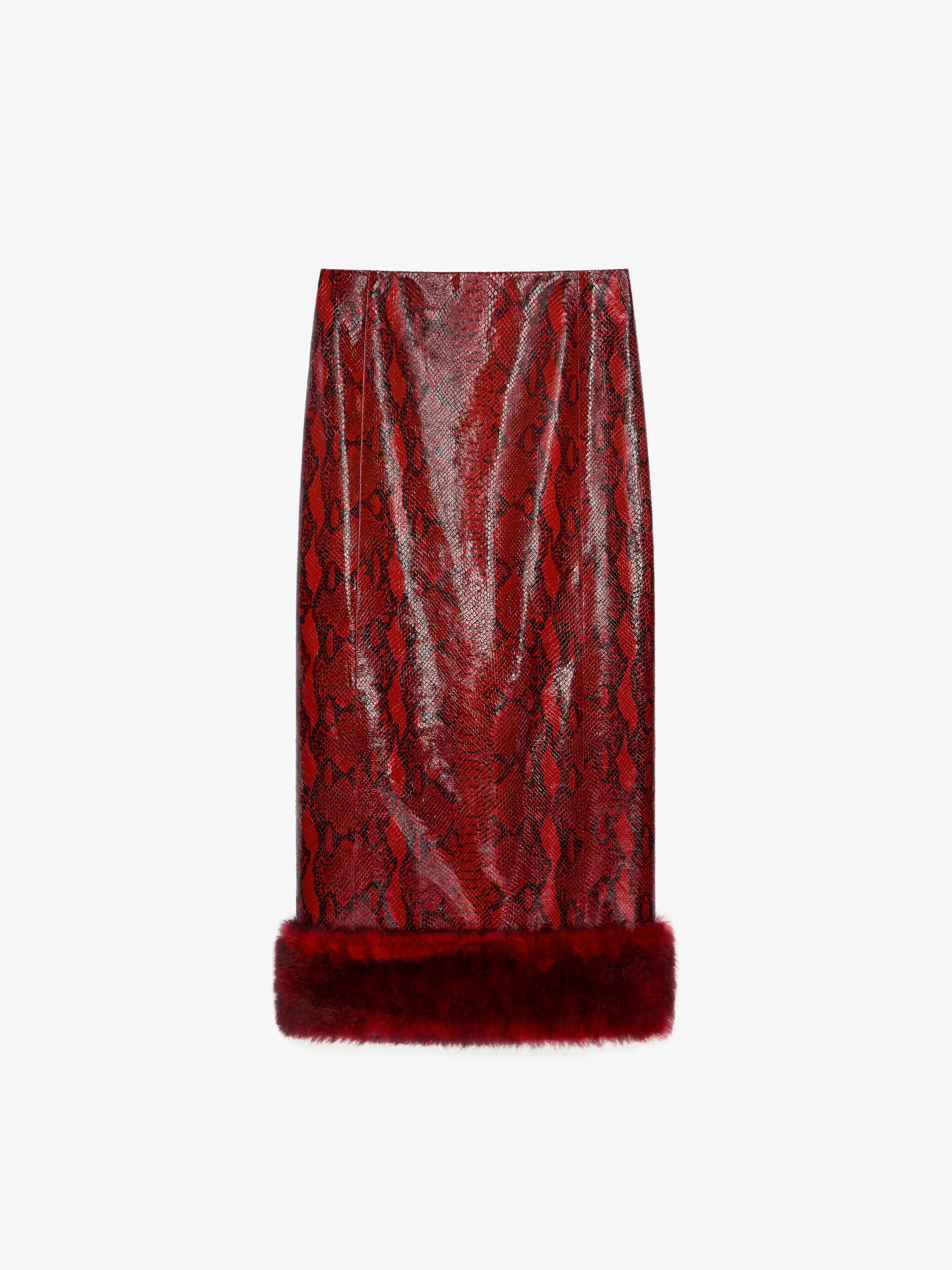 Skirt in python print leather and fur